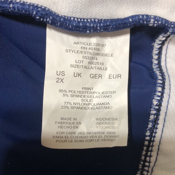 Slim Swim 2X One Piece Swimsuit Navy And White NEW With Tags by Magic Brand - Picture 4 of 10